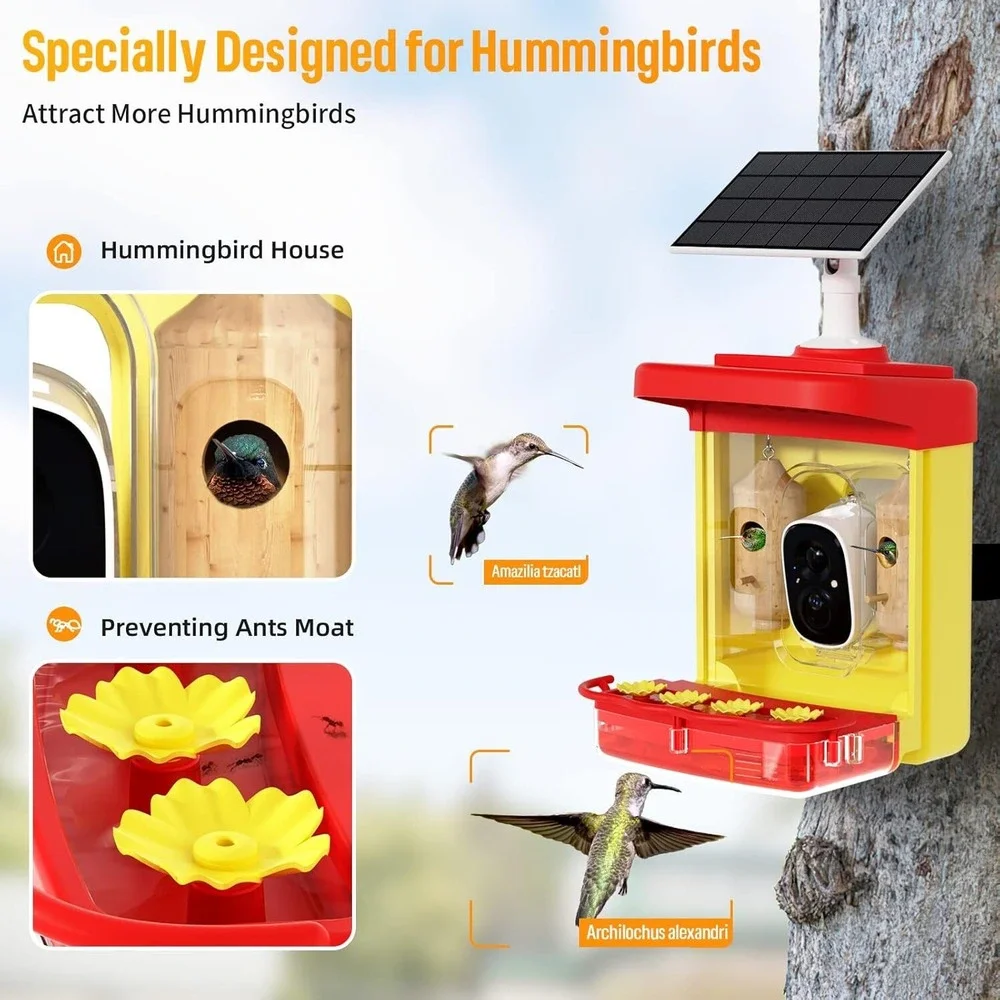 Bilantan HummerHi Smart Hummingbird Feeder Camera Solar WiFi AI Recognition